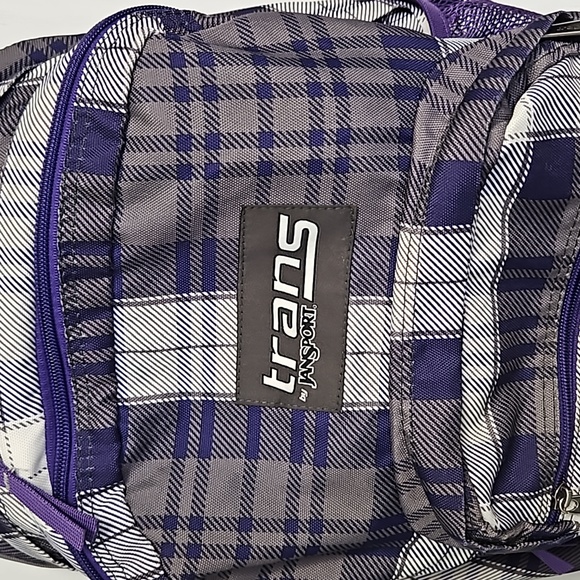TRANS by Jansport TM60 Supermax Plaid Backpack - purple black white - Picture 2 of 12